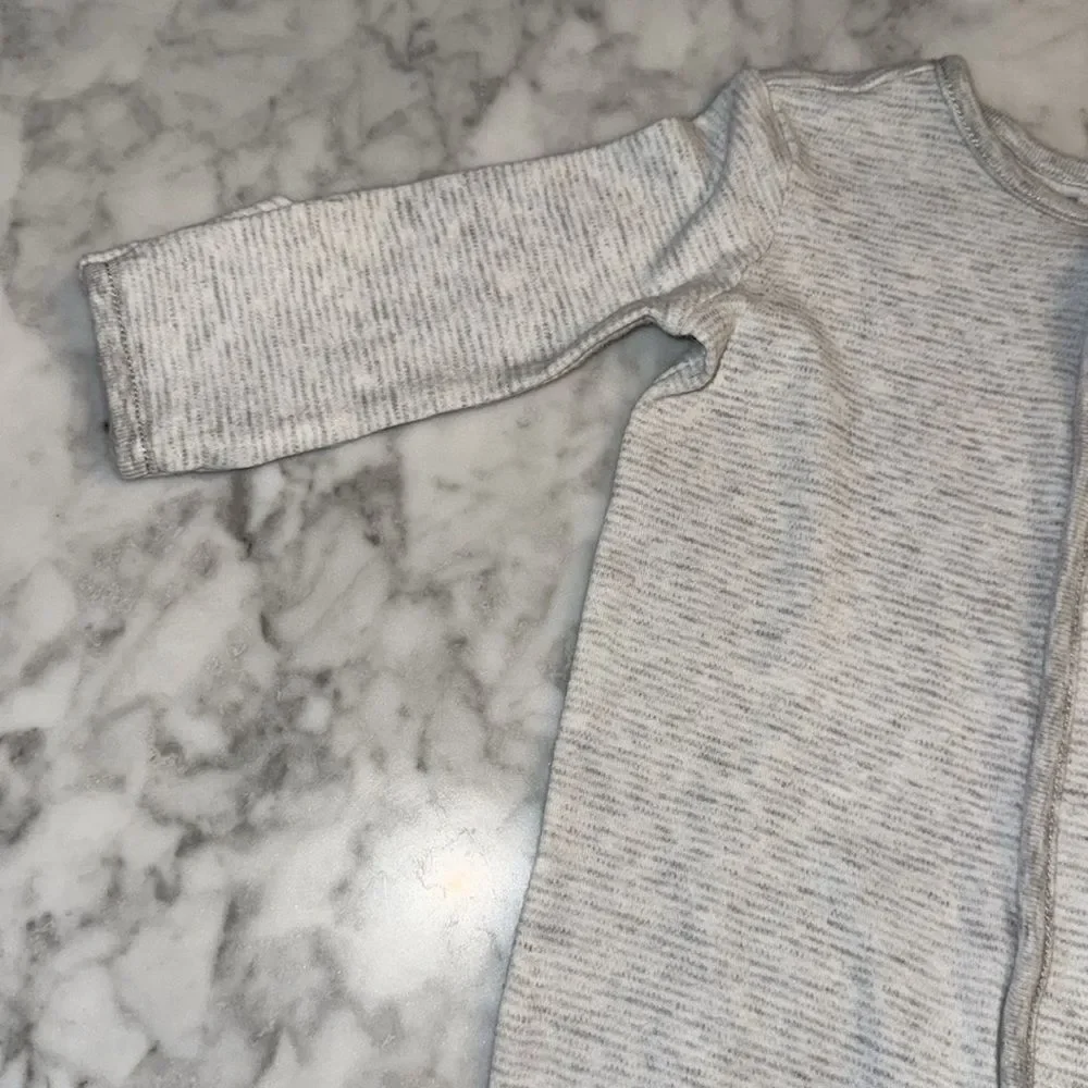RALPH LAUREN STRIPE GREY/WHITE TEDDY FOOTIE 3M